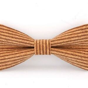 Striped CORK Wooden Bow Tie